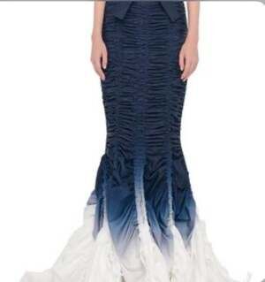 Norma kamali Navy and White Ombre parachute fishtail Skirt size XS